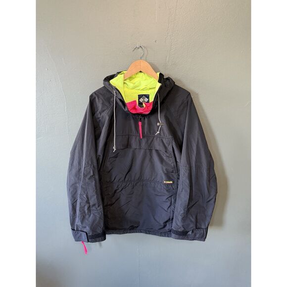 Vintage Columbia Mens Black Pullover Hooded Jacket Size Large - Picture 1 of 3